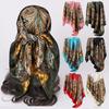 Cashew Print Silk Square Scarf: Trendy 90cm Satin Shawl for Women