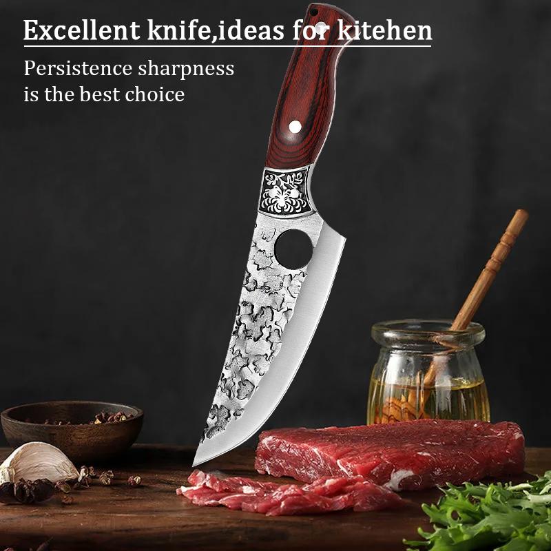 Professional Butcher Cleaver Boning Knife Forged Kitchen Chef Knife Stainless Steel Meat Fish Fruit Knife with Cover