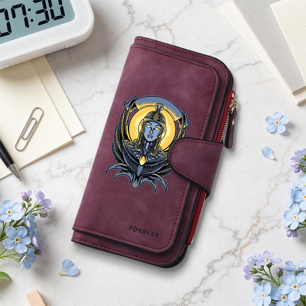 Vintage Printed Long Wallet Multiple Card Slots Holder Fashion Portable Daily Use Purse