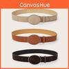 Simple Color Solid Suede Oval Buckle Design Women Casual Belt For Daily Use