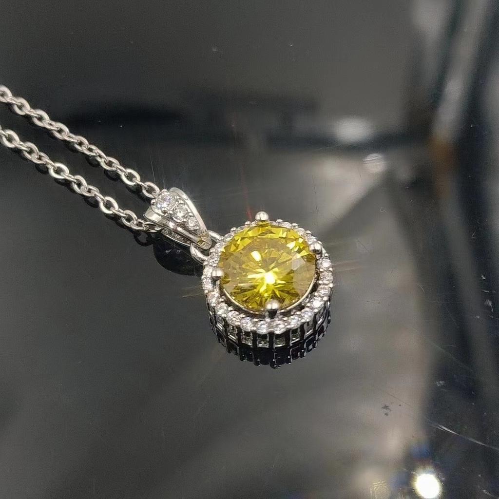 Fashion Versatile Imitation Princess Round Bag Zircon Women's Pendant Necklace Jewelry Qixi Festival Valentine's Day Collarbone Chain