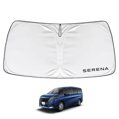 Солнцезащитный козырек SAWAKAKI для лобового стекла Nissan Serena C28 Series с логотипом, обеспечивающий защиту от солнца и теплоизоляцию.
