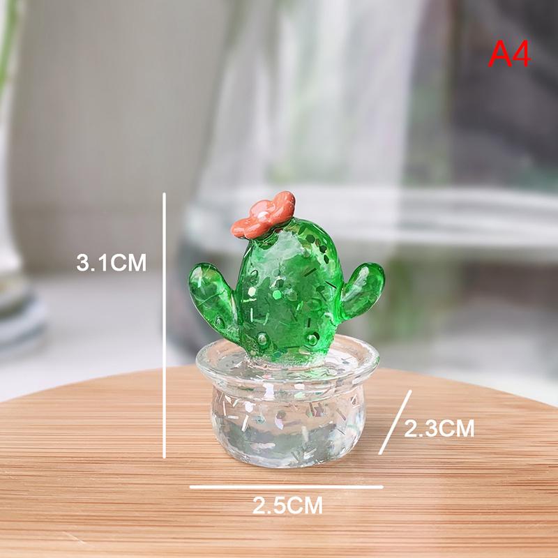 Handmade Murano Glass Cactus Figurines Ornaments Desktop Craft Adornment Creative Colorful Cute Miniature Plant For Home Decor