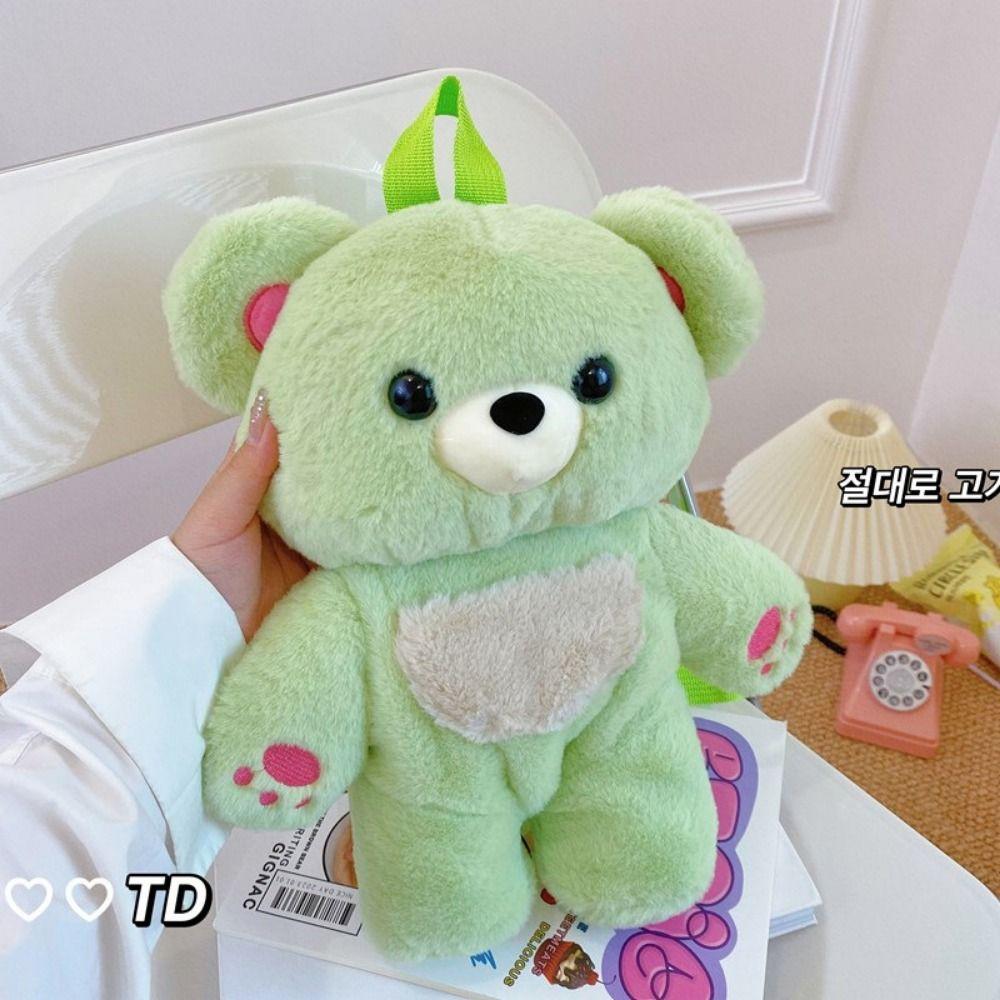 Multicolour Plush Shoulders Bag 3D Bear Animal Bag Casual Plush Bear Backpack Outdoor