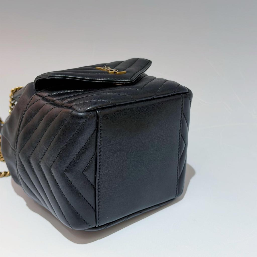 [Pre-Owned] Saint Laurent Joe Chevron Bucket Bag 'Black' - Excellent #PBMPZQ