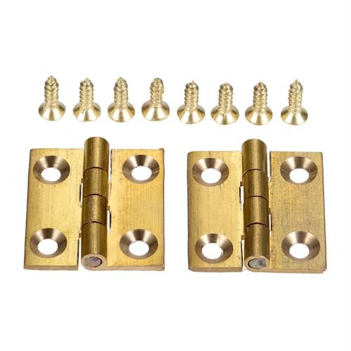 DRELD 2pcs Brass Decorative Cabinet Hinge 1/1.5/2/2.5 inch Wooden Jewelry Box Hinge Furniture Fittings with Screws