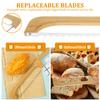 Bread Bow Cutter Stainless Steel Sourdough Bread Slicer with Wood Handle Serrated Bagel Cutter Replaceable Bread Cutter Tool