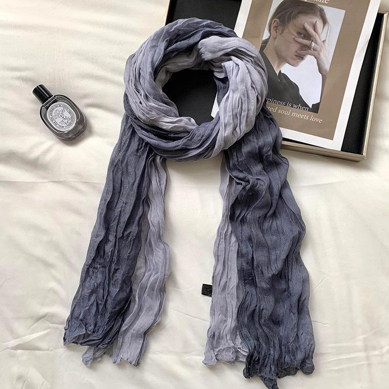 2Packs Women Hemp Shawl Wrap Long Head Neck Scarf,Linen Scarf Textur Scarf Hemp Shawl Windproof,warm,stylish Color-blocked Scarf