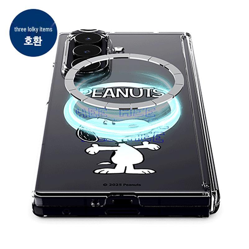 Snoopy & Charlie Cartoon Samsung Z Fold7 Clear Magnetic Phone Case