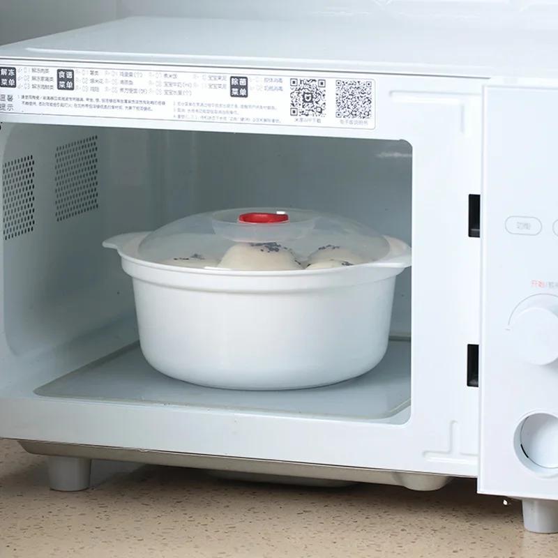 S/M/L Microwave Oven Special Box with Lid Heated Soup Pot Rice Steamed Dumpling Food Cooking Container Food Grade Kitchen Tool