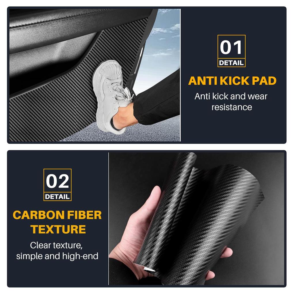 KUNGKIC Door Kick Guards for Mazda 3 BP Series Door Scratch and Stain Custom Interior Car Accessories Carbon Fiber (2019-2025), Protectors,