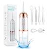 Oral Irrigator Cordless Water Teeth Cleaner, 4 Nozzles, IPX7 Waterproof, Rechargeable White Gold