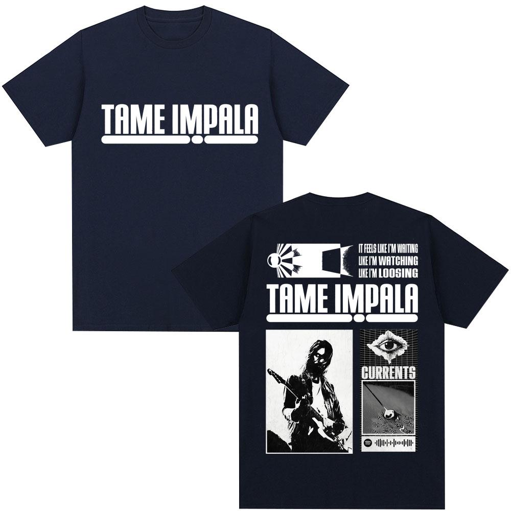 Футболки с альбомом Currents группы Tame Impala, мужские, женские, Харадзюку, винтажные, повседневные, мужские, хип-хоп, оверсайз, хлопковая футболка