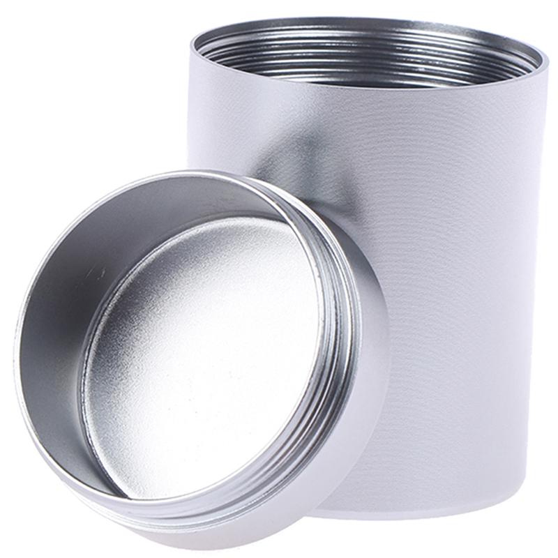 1X Silver Airtight Proof Container Aluminum Herb Stash Metal Sealed Can Tea Jar