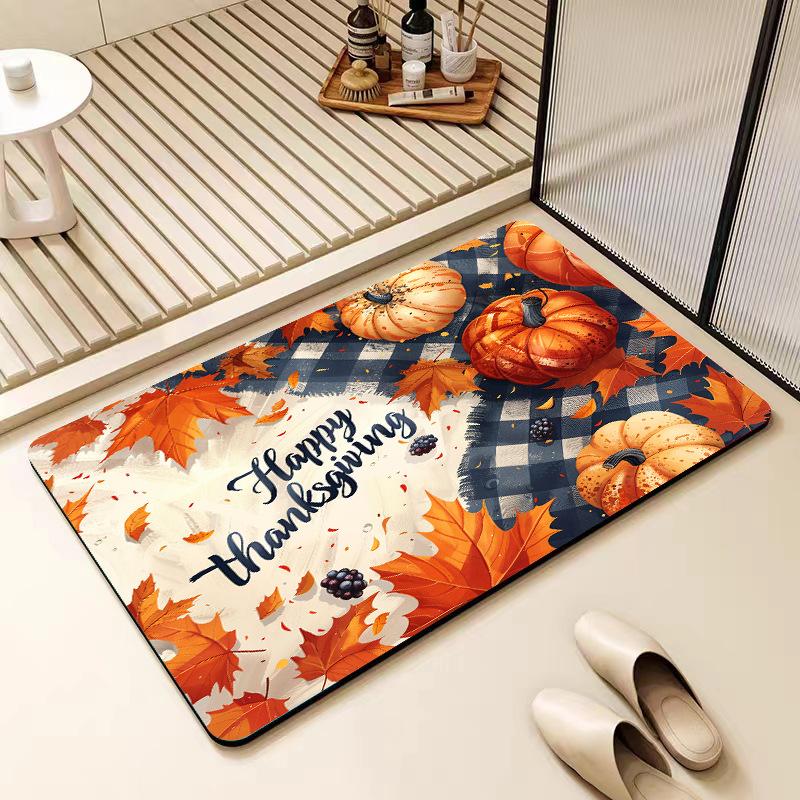 Диатомовый коврик для ванной с рисунком Санта-Клауса, противоскользящий коврик для двери ванной комнаты, впитывающий коврик