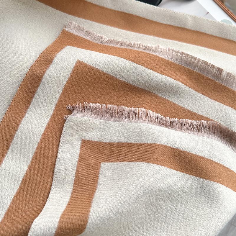 Осень И Зима Простой Однотонный Мягкий Утолщенный Шарф из Имитации Кашемира Женский Элегантный Универсальный Двусторонний Контрастный Шаль-Шарф