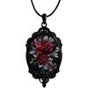 Gothic Rose Glass Necklace for Women Vintage Satan Demon Pendant Halloween Roses Necklaces Dark Punk Style Necklace Victoria Emboss Necklaces Mystic
