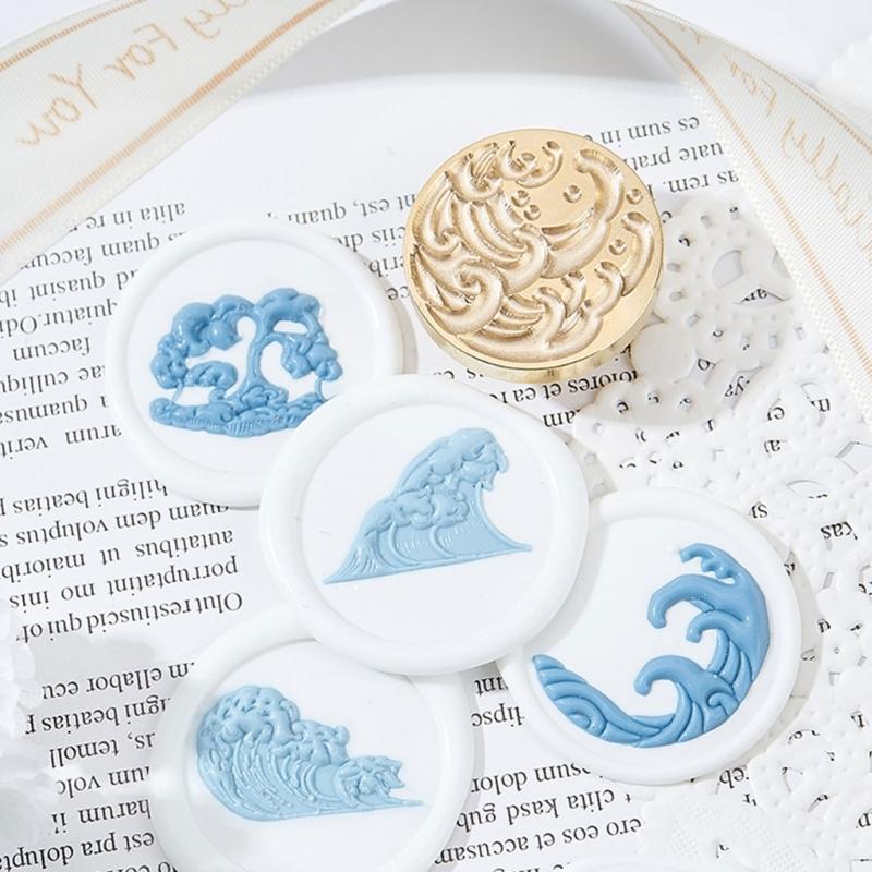 Волнистая текстурированная головка штампа для восковой печати Металлическая головка штампа для воска для валентинки, открытки на день рождения, приглашений, конверта