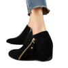 Замшевые ботильоны на танкетке женские с острым носком дизайнерские молнии туфли на среднем каблуке 2025 тренд зимние готические новые челси Botas De Mujer