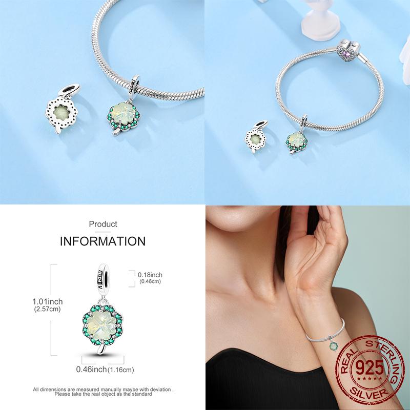 Серия «Четырехлистный клевер» Оригинальные шармы Медные шармы Бусины Подходят для изготовления браслетов Модная бижутерия