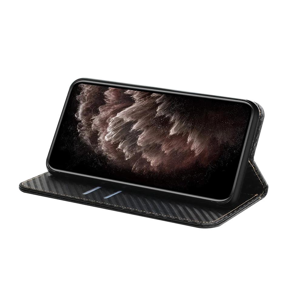 Carbon Fiber Flip Case For iPhone 16E 16 15 14 13 12 11 Pro XR 10 XS Max X 8 7 Plus Card Holder Phone Cover Magnetic Flip Wallet