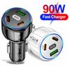 90W 3-in-1Car Charger QC3.0 PD Type C USB Moblie Phone Fast Charging for IPhone Car Quick Charger Adapter Tools