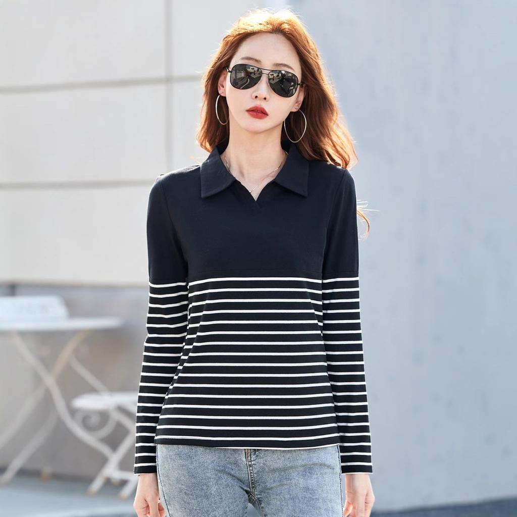 Хлопковая водолазка футболка весна женская корейская футболка с длинным рукавом на пуговицах женская повседневная однотонная Camisetas Mujer