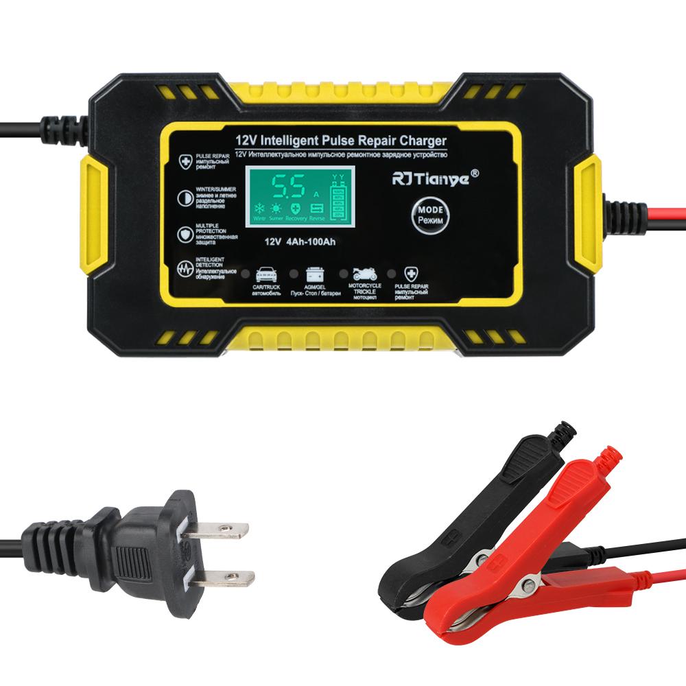Быстрая зарядка ЖК-дисплей 12В 6А Зарядное устройство для автомобильного аккумулятора Импульсное восстановление питания Для Авто Мото Мокрый Сухой Свинцово-кислотный AGM Гелевый Универсальный