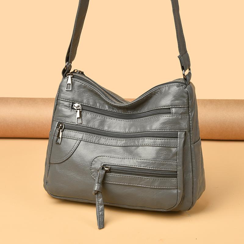 Вместительная женская модная однотонная сумка через плечо, многослойная сумка-мессенджер, многофункциональная сумка для хранения, сумка под мышкой для выхода в свет и путешествий