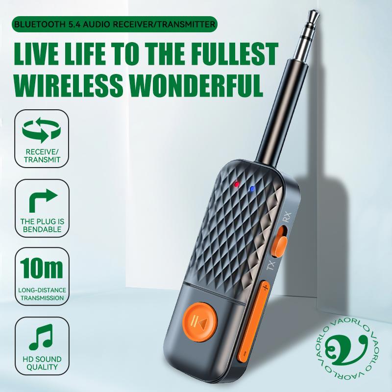 Передатчик-приемник Bluetooth 5.4 2 в 1, 3,5 мм AUX-разъем, беспроводной адаптер для самолета, микрофон для телевизора, автомобильный комплект, динамик, ПК, наушники