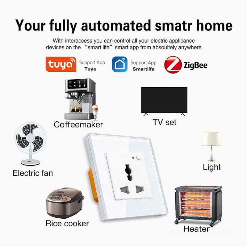 UK Standard Smart Wi-Fi Wall Socket with App & Voice Control, Timer, and Remote Switch