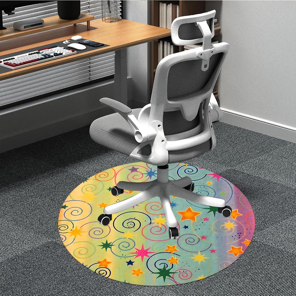 1pc Stars Swirls Office Round Area Rug, Indoor Mat Suitable ForOffice, Under Office Chairs Bedroom Living Room Home Decor T200