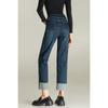 MengShuYa Petite Retro Blue Cuffed Straight Ankle Jeans