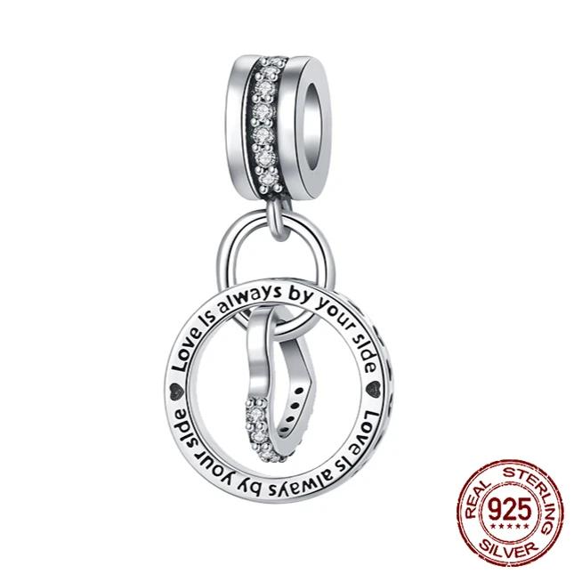 Серебро 925 Пробы Семейный Бабушка Люблю Тебя Мама Бусины Кулон Шарм Подходит для Браслета с Отверстием 4 мм DIY Бусины Ms Ювелирные Изделия Подарок