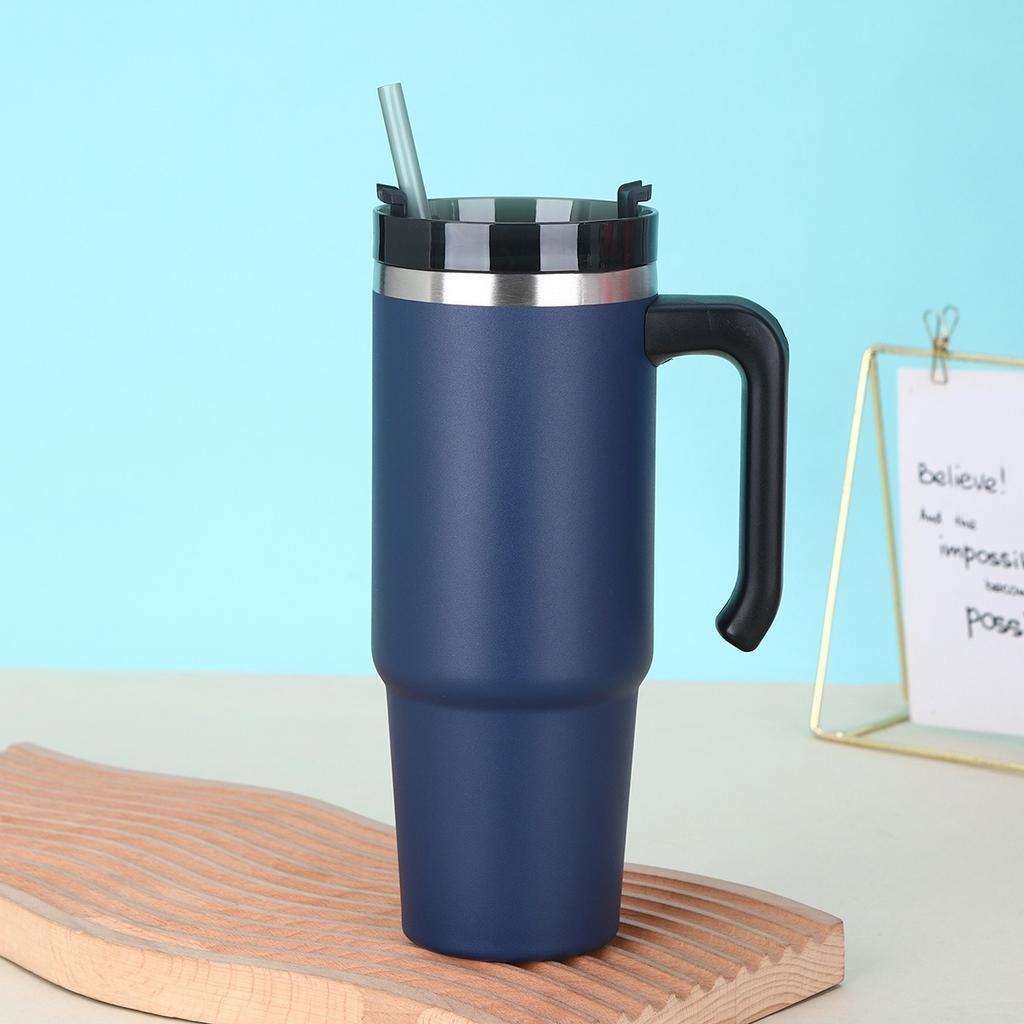 30 унций соломенная термокружка из нержавеющей стали 304 с ручкой, большая емкость, термоизолированная, двухслойная вакуумная кофейная чашка