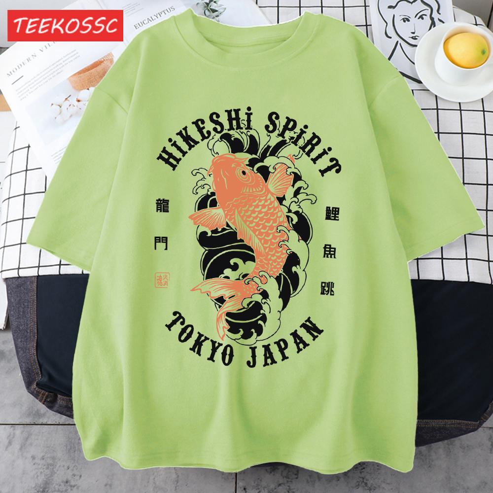 Футболки с принтом Hikeshi Spirit Токио Япония Для Мужчин Хлопок Круглый Вырез Футболка Спортивная Универсальная Верх Летний Мужской Новый Свободный Короткий Рукав