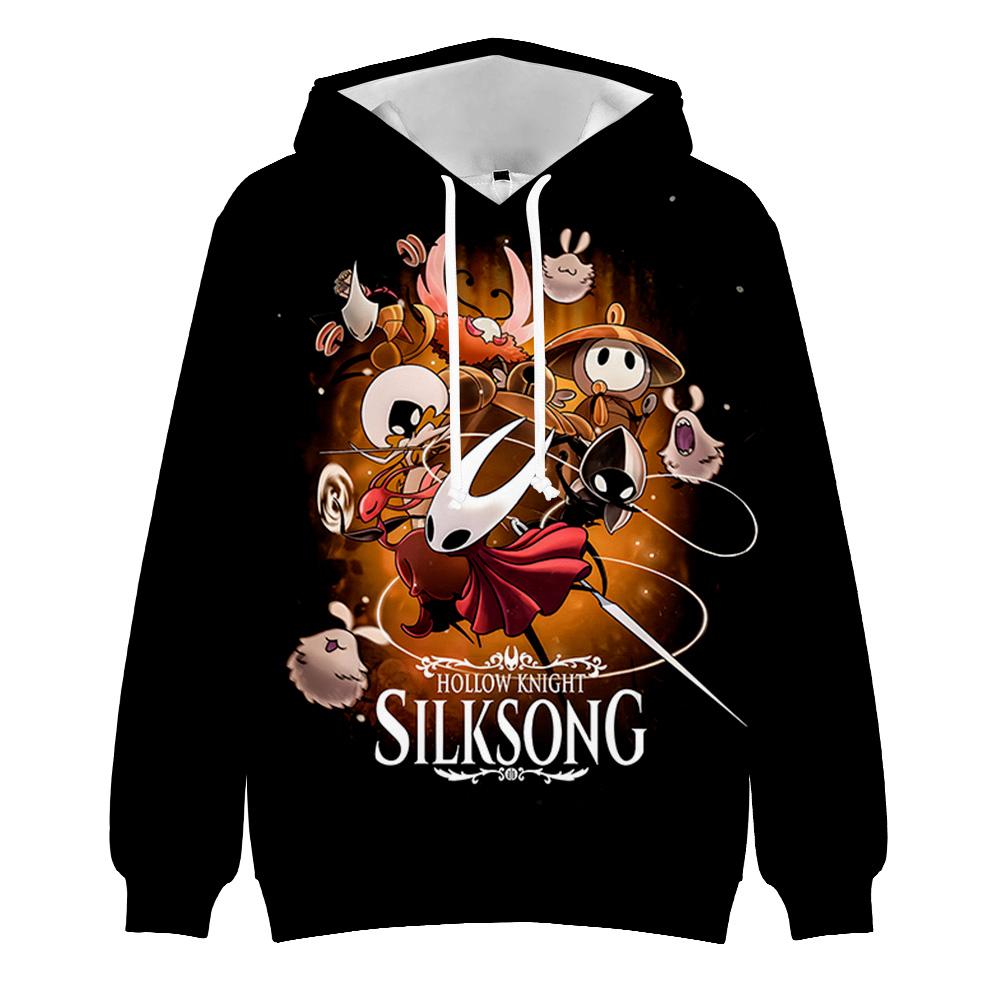 Толстовка Hollow Knight Silksong с капюшоном Harajuku Autumn Pullover Fashion Unisex Long Sleeve Casual Streetwear Свободная уличная одежда
