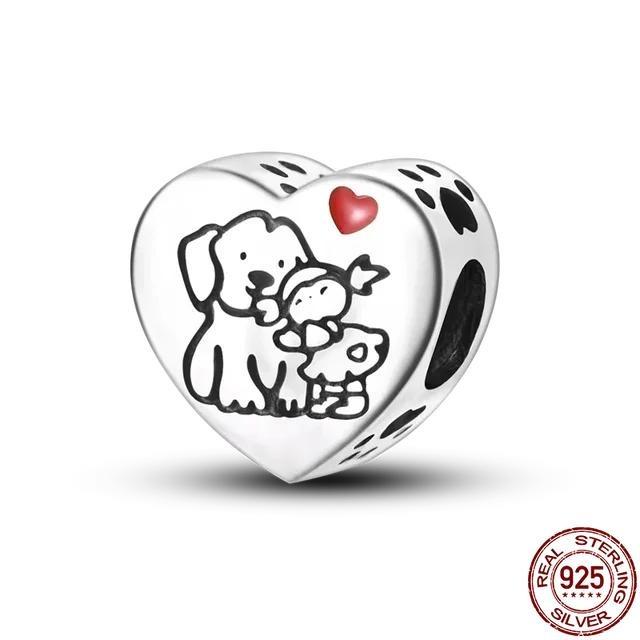 925 Sterling Silver Classic Flowers Love Beads Fit Bracelet Beads Pendant Colorful Women Jewelry DIY Gift 2024