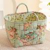 Fresh Floral Fabric Storage Basket Foldable Organizer Underwear Cosmetics Bedroom