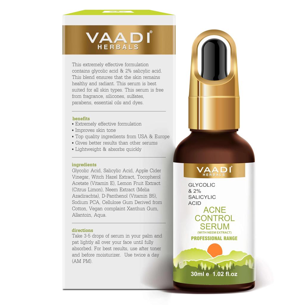 Vaadi Herbals Сыворотка против акне с гликолевой и 2% салициловой кислотой