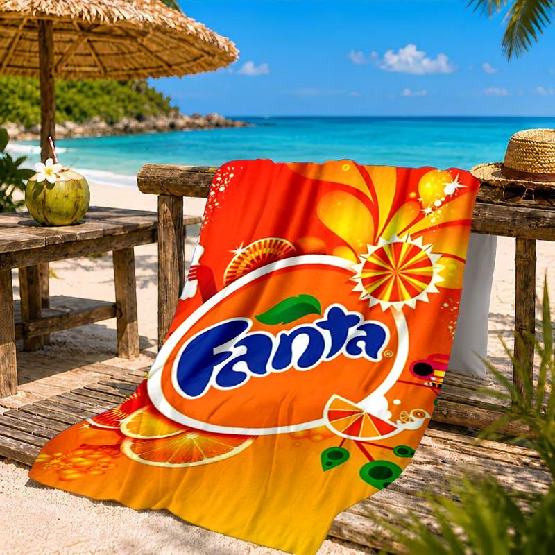 Пляжное полотенце Fanta Orange Refreshment, Быстросохнущее, Легко в уходе, Подходит как для занятий фитнесом, так и для пляжного отдыха, Спортивный незаменимый аксессуар