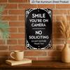 2D Flat, Vintage "You're on Camera No Soliciting Do Not Disturb" Aluminum Sign 8*12 Inch - Rustic Wall Decor for Home, Bar, Office - Durable Outdoor