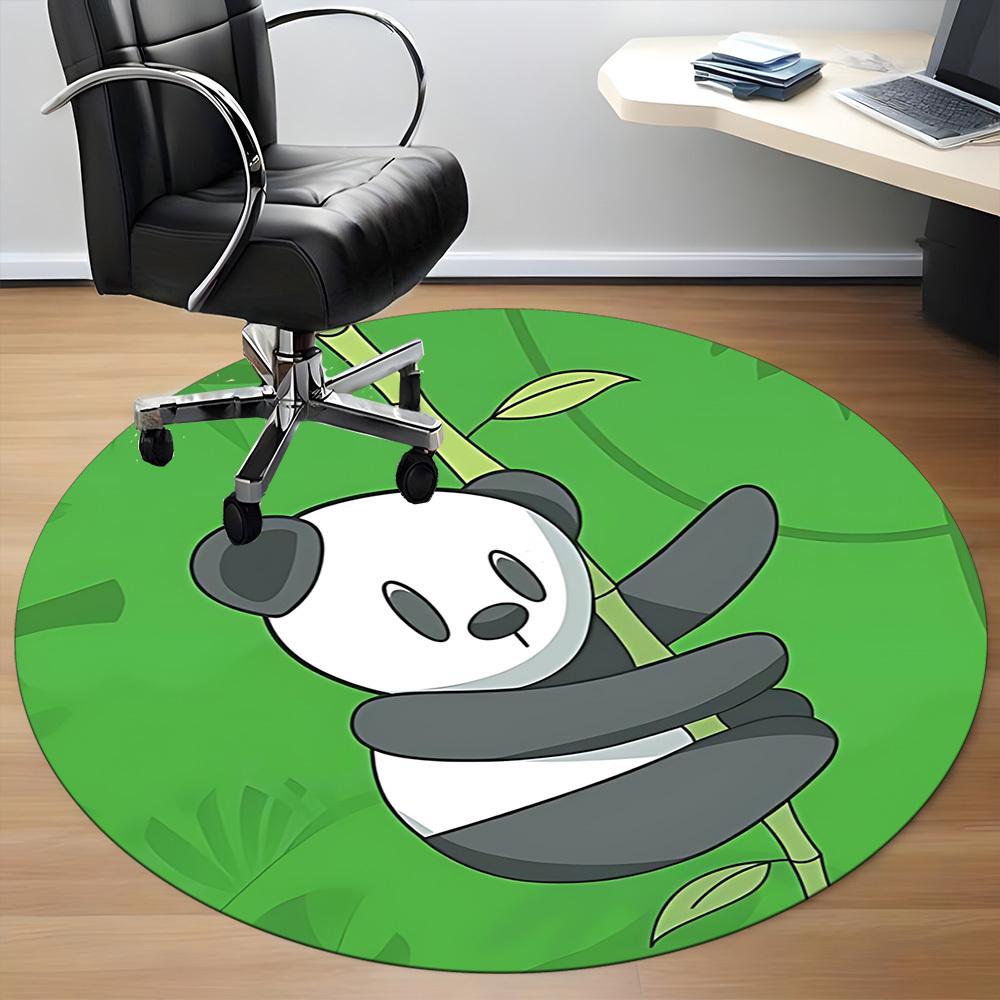 1pc Panda Bamboo Office Round Area Rug, Mat Suitable ForOffice, Under Office Chairs Bedroom Living Room Home Decor, Room Deco
