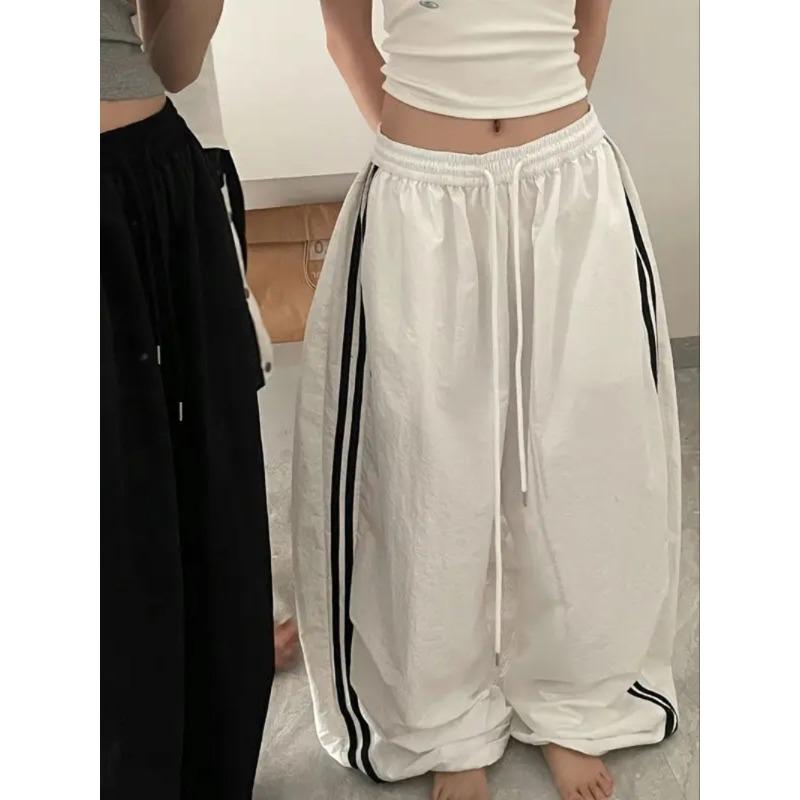 Винтажные полосатые брюки Harajuku, женские большие корейские модные брюки-карго, мешковатые черные спортивные повседневные спортивные штаны в стиле Харадзюку