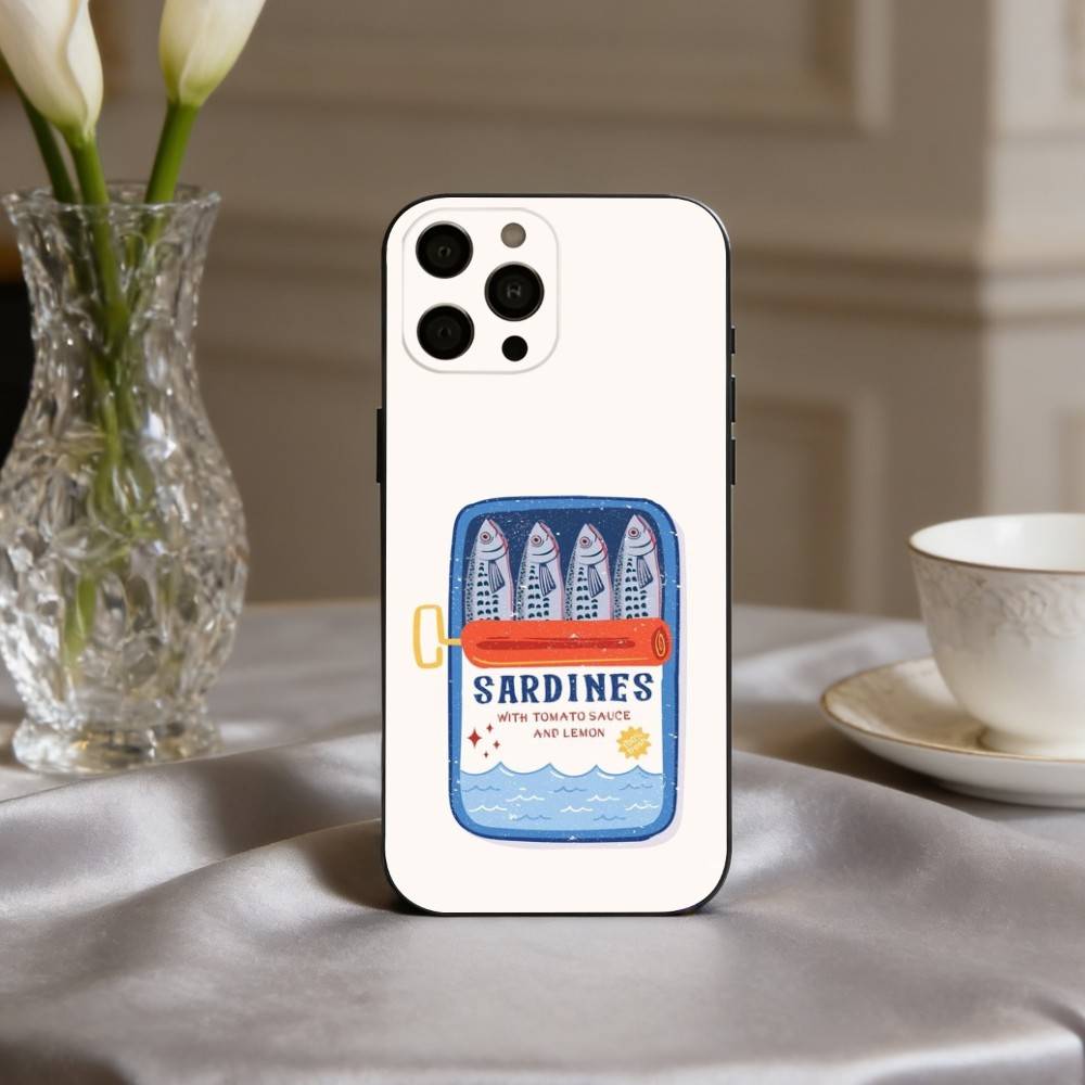 Чехол для телефона с рисунком S-полоски и S-сардины Для iPhone 17pro,16,15,14,13,12,11 Plus,Pro Max,XS,Мягкий силиконовый черный чехол