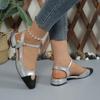 2024 Модная женская обувь с круглым носком, женская официальная обувь, толстый каблук, средний каблук, квадратный носок, свадебные босоножки для вечеринки, повседневная обувь