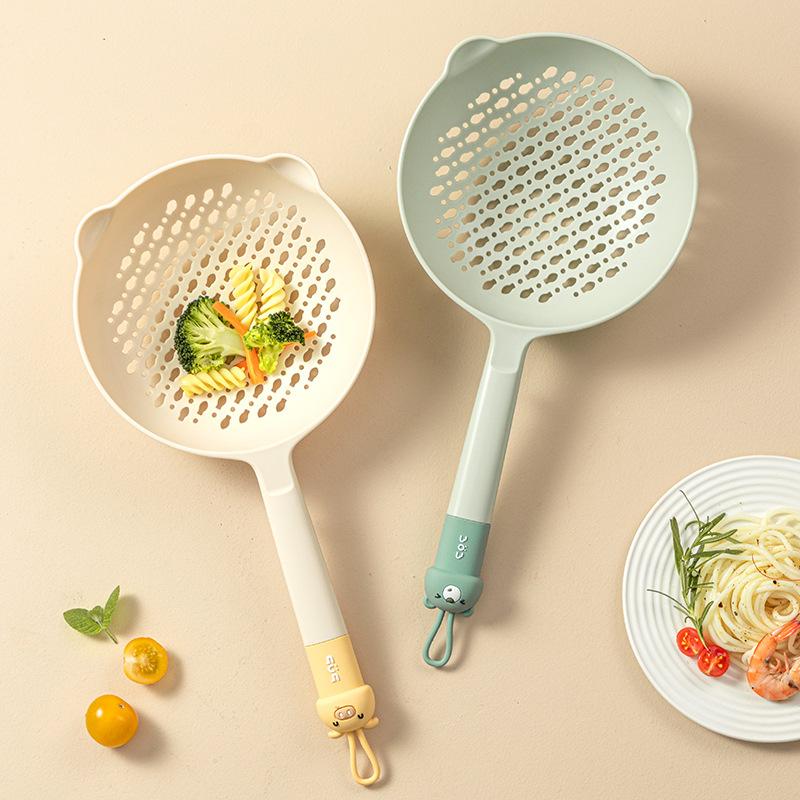 Бытовая кухонная ложка для зачерпывания лапши, цельнолитая, с длинной ручкой, жаростойкая, дренажная ложка для зачерпывания