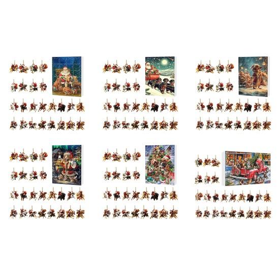 Собачий адвент-календарь 24 дня Собачья тематика Рождественский календарь обратного отсчета 2D украшения с собаками и Сантой Веселый праздничный подарок на память для семьи, детей, любителей собак