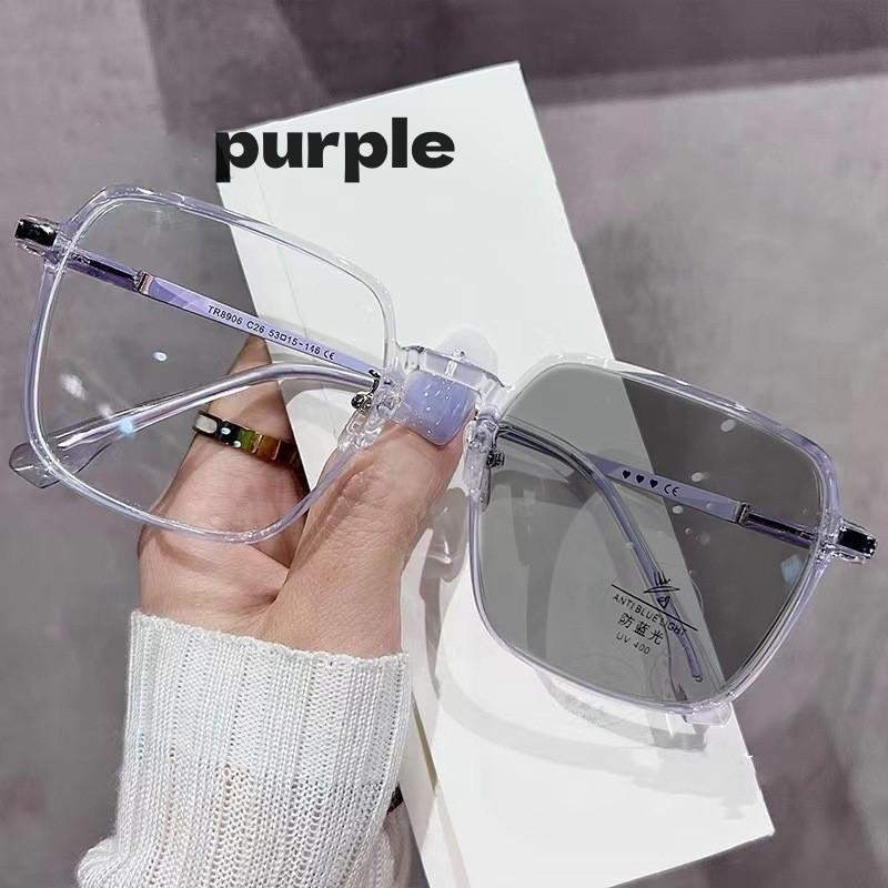 Photochromic Anti Radiation Glasses Square Sun Shades Women Men Glasses Frame Replaceable Lens Anti Blue Light Fashion Eyewear