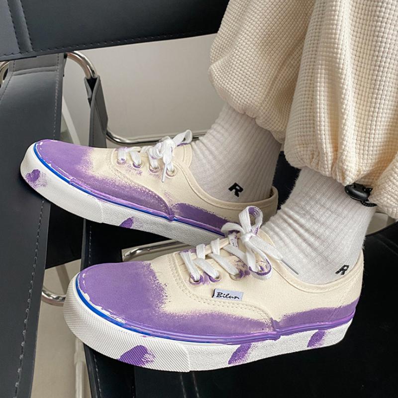 Летние разноцветные японские туфли с граффити в стиле ретро, ​​масляной краской, чернилами, парусиновые туфли, студентки, универсальные кроссовки